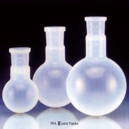 VITLAB® PFA Joint Flasks, 100 ~ 500㎖PFA 투명 테프론 플라스크, Joint 29/32, -200℃~+260℃ 내열